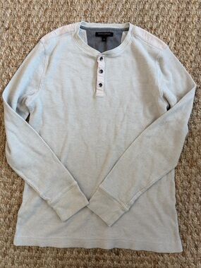 Banana Republic Light Gray Waffle Henley Long Sleeve